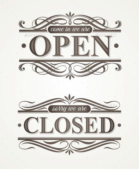 Open Close Sign, Open & Closed Signs, Coffee Shop Signs, Sorry We Are Closed, Retro Signs, Closed Sign, Aktiviti Kanak-kanak, Closed Signs, Vintage Logos