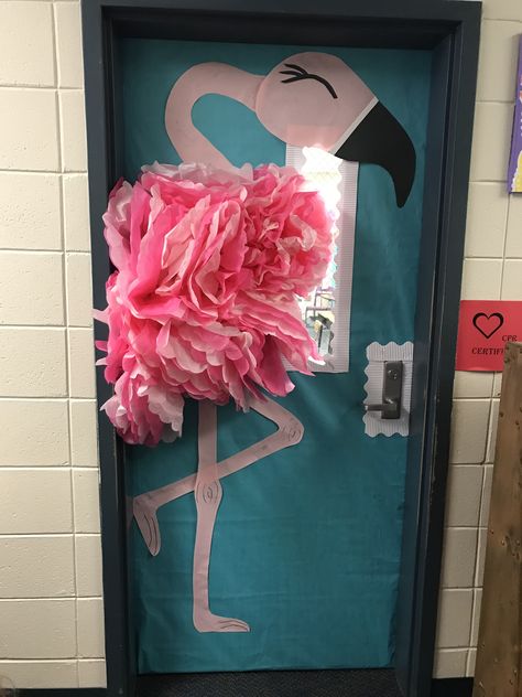 Flamingo Classroom Door Flamingo Classroom Theme Bulletin Boards, Flamingo Classroom Decorations, Flamingo Classroom Ideas, Flamingo Door Decoration, Flamingo Classroom Decor, Flamingo Door Decorations Classroom, Tropical Door Decorations Classroom, Flamingo Classroom Door, Flamingo Bulletin Board Ideas