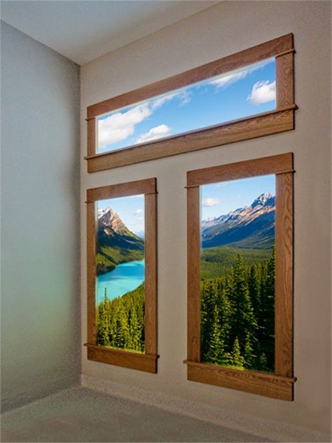 Central Military Hospital Mountain view window Fake Window Diy, Fake Window Light, Brighten Room, Basement Office, Fake Window, Deco Led, Balkon Design, Faux Window, Basement Windows