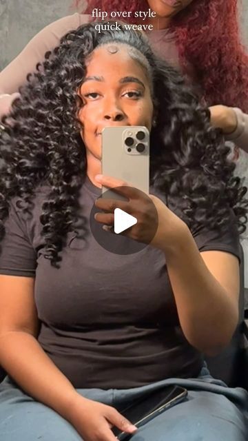 Clarksville TN Hairstylist on Instagram: "flip over quick weave + wand curls🎀🎀🎀 HAIR @strandzbynicole_   self care is one click away! Link in bio🫶🏽  #quickweaves #flipover #fypシ #exploremore #clarksvillehairstylist #wigstylist #wandcurls #naturalquickweave #explore" Wand Curl Flip Over, Deep Wave With Wand Curls, Flip Over Sew In Wand Curls, Push Over Quick Weave, Flip Over Quick Weave Wand Curls, Flip Over Method Quick Weave Curly, Deep Wave Flip Over Quick Weave, Water Wave Quick Weave, Quick Weave Wand Curls