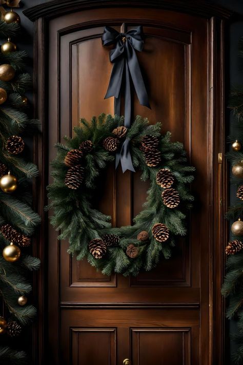 Wreath Decorating Ideas, Christmas Front Doors, Deco Floral, Decoration Inspiration, Christmas Wreaths Diy, Elegant Christmas, Wreath Ideas, Modern Christmas, Blue Christmas