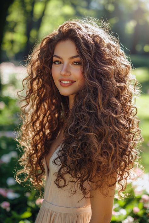 Transform your look with these stunning long hair curly hairstyles that radiate effortless elegance. Whether you’re heading to a special event or just want to embrace your natural curls, this gorgeous style enhances your locks beautifully. The voluminous waves cascade down, adding height and texture that perfectly frame your face. Discover how to achieve this fabulous curly hairstyle and unleash your inner beauty today! #curlyhairstyles #longhair #curls Long Layered Curly Hair, Layered Curly Haircuts, Layered Curly Hair, Curly Hair Photos, Curls For Long Hair, Colored Curly Hair, Beautiful Curly Hair, Retro Pin Up, School Hairstyles