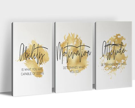 PRICES MAY VARY. 📏 There is Always a Size that Suites You - It’s a three-piece set of Inspirational wall art canvas prints. a total of 3 panels. and the size of each panel is 16 x 24 inches, The overall size of the 3panels is (48"Wx24"H inches). What makes you happy is that we provide different sizes for you to choose from. 🖼 Perfect Wall Decor - Inspirational wall artwork is perfect for minimalist and modern offices, it will give your office a new look. At the same time, these inspiring canva Words Poster, Quotes Canvas, Quote Wall Decor, Art Inspirational Quotes, Home Office Wall Decor, Office Decor Professional, Canvas Art Quotes, Work Office Decor, Home Office Wall