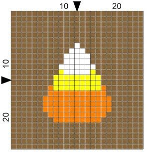 Candy corn Candy Corn Cross Stitch Pattern, Candy Pixel Art, Pixel Pumpkin, Perler Halloween, Crochet Candy Cane, C2c Squares, Crochet Pictures, Friendship Pins, Crochet Candy Corn