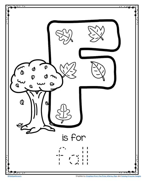 ***FREE*** F is for fall trace and color letter printable.  #freeprintable #preschool #fallalphabet Fall Preschool Worksheets, Pre K Worksheets, Fall Worksheets, Holiday Worksheets, Graphing Worksheets, Fall Writing, Fall Preschool Activities, Fall Lessons, Bahasa Melayu