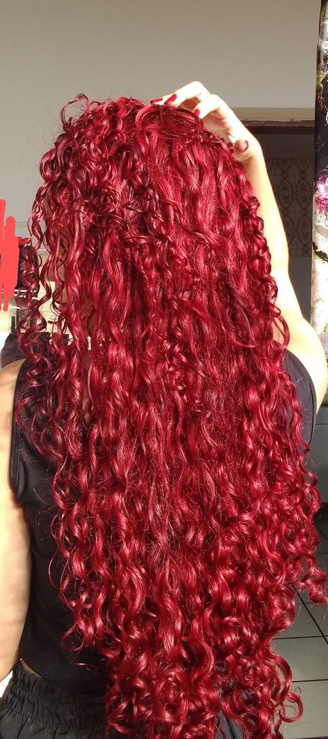 Bright Red Hair Curly, Cherry Red Curly Hair, Bright Red Curly Hair, Long Red Curly Hair, Red Hair Tips, Blood Red Hair, Vibrant Red Hair, Crimson Hair, Cherry Red Hair