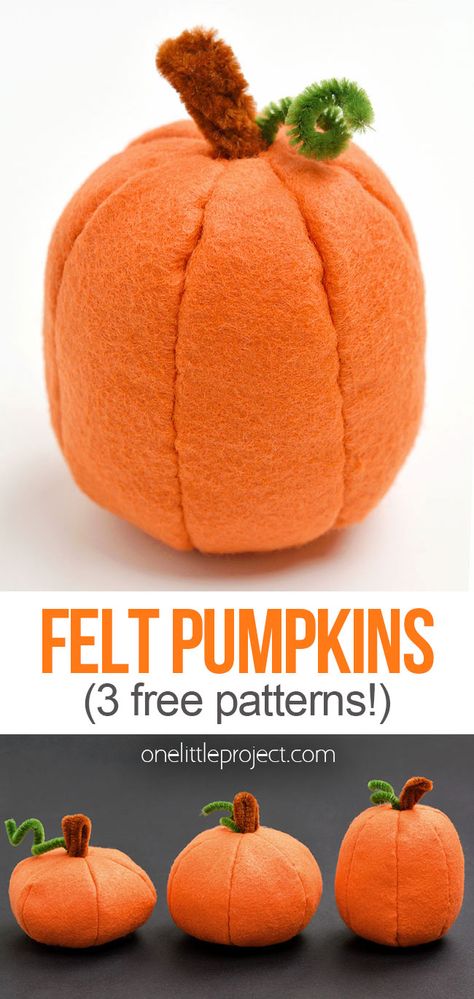 Free Felt Pumpkin Pattern | Cute and Easy DIY Pumpkins Pumpkin Felt Pattern, Pumpkin Plush Pattern, Sewing Pumpkins Free Pattern, Felt Pumpkin Pattern, Felt Pumpkins Diy, Sew A Pumpkin, Sewing Pumpkins, Thanksgiving Centerpieces Diy, Pumpkin Patterns Free