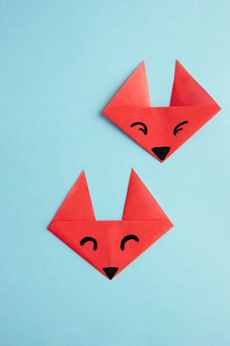 How to Make an Easy Origami Fox Face Origami Monkey, Easy Origami Animals, Origami Elephant, Fox Crafts, Elephant Face, Wolf Face, Easy Animals, Monkey Face, Cow Face