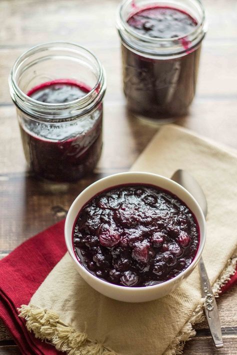 Blueberries add a little something special to this quick and easy cranberry sauce recipe. Freeze the leftovers to pour over pancakes or stir into sangria! Cherry Compote Recipe, Blueberry Sauce Recipe, Easy Cranberry Sauce, Cherry Compote, Compote Recipe, Cranberry Sauce Recipe, Homemade Vanilla Ice Cream, Blueberry Sauce, Summer Cherries