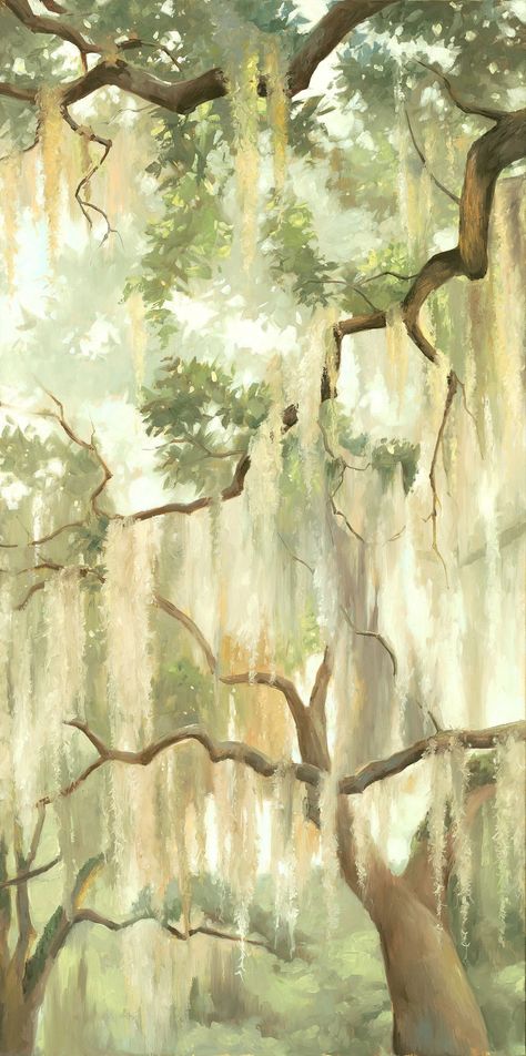 Live Oak Canopy Art, Spanish Moss, Louisiana Home Decor, Home Warming Gift - Etsy Spanish Moss Trees, Louisiana Decor, Sentimental Art, Louisiana Homes, Moss Decor, Louisiana Art, Tree Tapestry, Birds In The Sky, Live Oak Trees