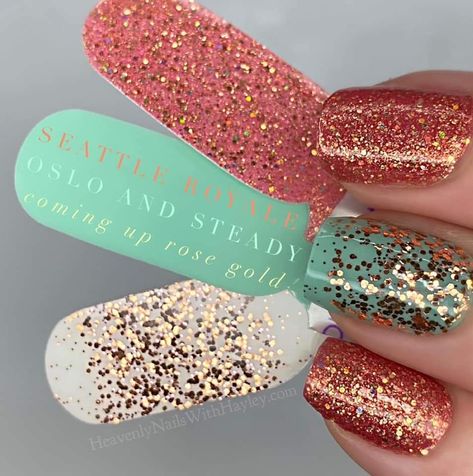 Color Street Nails Combos Summer 2023, Colorstreet Combos, Mani Ideas, Themed Nails, Nail Color Combos, Teal Nails, Ombre Nails Glitter, Awesome Nails, Rose Gold Nails