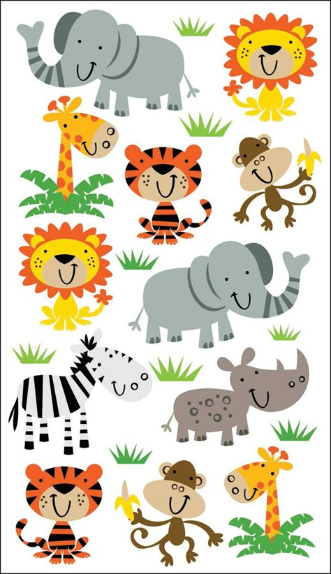 Classic Stickers, Animal Pictures For Kids, Glitter Stickers, Safari Birthday, Safari Party, Decoration Stickers, Haiwan Peliharaan, Safari Theme, Jungle Theme