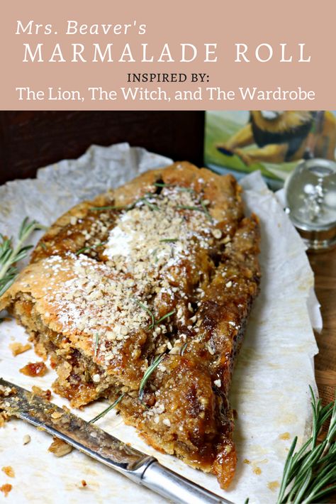 This marmalade roll is a favorite from C.S. Lewis's The Chronicles of Narnia and features smoked flour, fresh rosemary, and chopped black walnuts. Chronicles Of Narnia Food Ideas, Narnia Food Recipes, Chronicles Of Narnia Food, Narnia Food Ideas, Food From Books, Narnia Recipes, Narnia Food, Fantasy Feast, Movie Foods