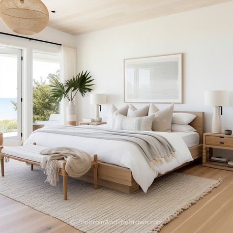 The Only 7 Bed Frame Designs You (Actually) Need to Know About! White And Wood Bedroom Furniture, Bedroom Ideas Thuma Bed, White Wooden Bed Frame Bedroom Ideas, A Frame House Interior Ideas, Wood Bedframe Aesthetic, Bed Frame Ideas Wood, Wood Bed Frame Ideas, Amber Interiors Bedroom, Rug Size For King Bed