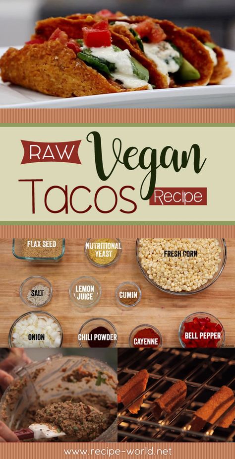 Raw Vegan Tacos, Raw Vegan Recipes Easy, Raw Vegan Dinners, Raw Food Cleanse, Vegan Tacos Recipes, Tacos Vegan, Raw Vegan Diet, Vegan Tacos, Raw Diet