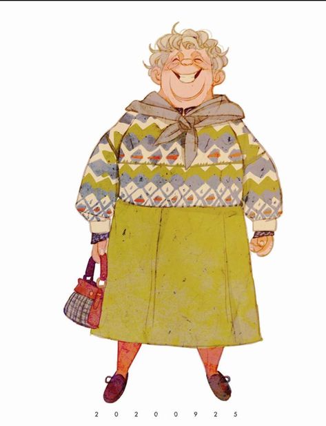 Luoman Art, Grandma Illustration, Old Lady Cartoon, Cartoon Grandma, Book Illustration Art, Woman Illustration, Character Poses, Old Lady, Woman Drawing