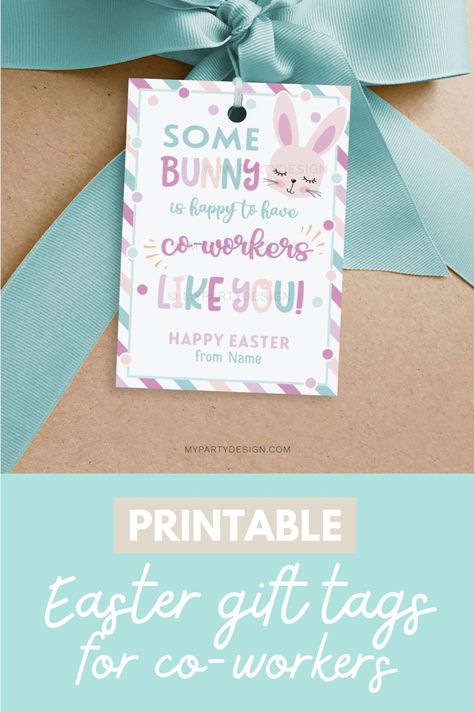 Make cute Easter gifts for co-workers with these printable Coworker Easter Tags that read “Some Bunny is happy to have co-workers like you”! Pair with chocolate, flowers or baked goods for a thoughtful Easter gift for co-workers, office colleagues, volunteers or staff gifts. Instantly download the printable Coworker Easter Tags and start making your Easter gifts today! Easy Easter Gifts, Printable Friends, Volunteer Appreciation Gifts, Easter Tag, Staff Appreciation Gifts, Easter Favors, Easter Gift Tag, Gift Label, Easter Tags