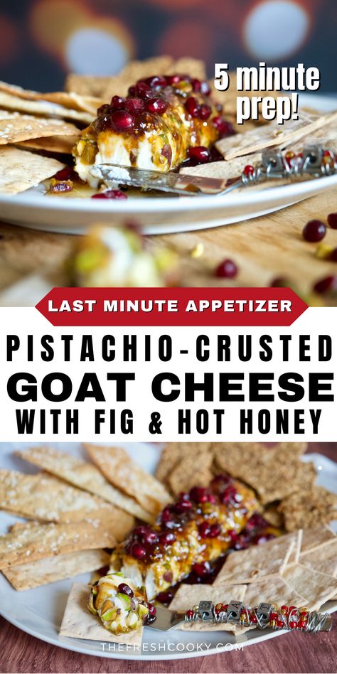 Goat Cheese Fig Jam, Quick Holiday Appetizers, Honey Appetizers, Cheese Log Recipes, Fig Preserves Recipe, Goat Cheese Log, Cheese Sauces, Hot Honey Recipe, Goat Cheese Dip