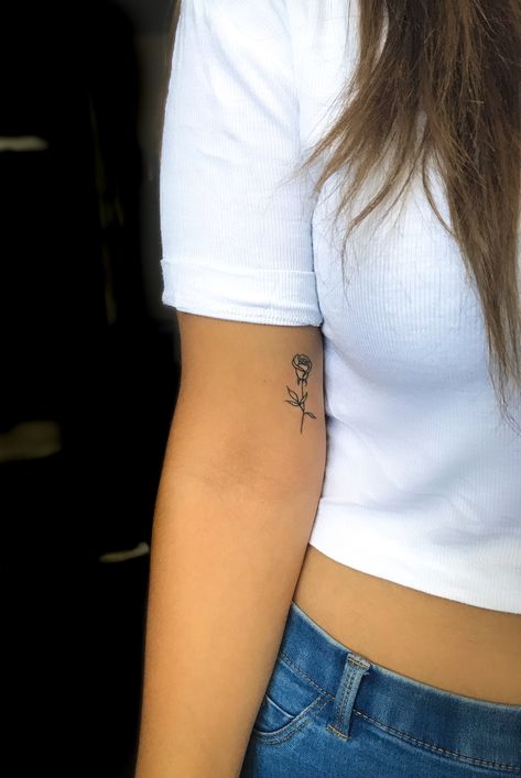 Small Rose Tattoo - Inner Arm Inside Of Arm Tattoo, Tattoo Placement Arm, Little Rose Tattoos, Tats Ideas, Inner Arm Tattoos, Small Tattoo Placement, Inner Arm Tattoo, Small Rose Tattoo, Shape Tattoo