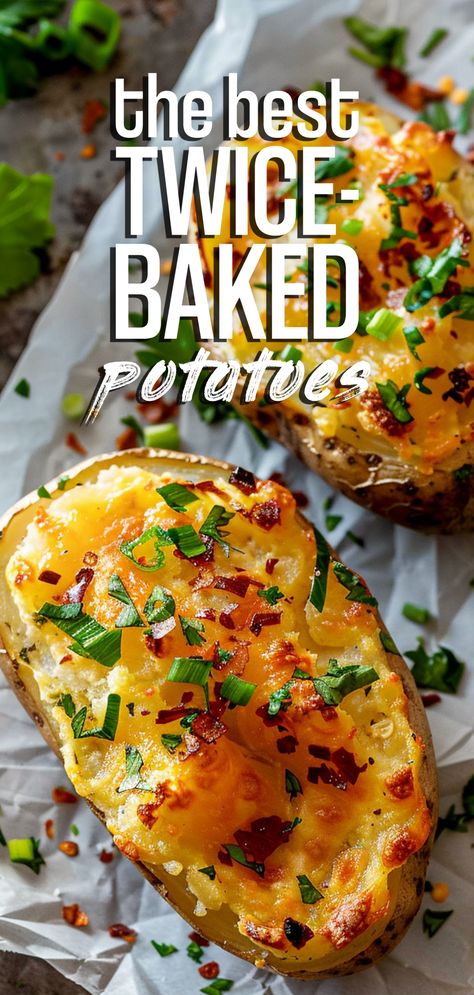 Twice Baked Potatoes [110 Minutes] – Chasety Twice Baked Potatoes Healthy, Twice Baked Potatoes In The Oven, Baked Potatoes In The Oven, Twice Baked Potatoes Recipe, Twice Baked Potato, Homemade Garlic Butter, Potatoes Baked, Hot Potato, Baked Potato Recipes