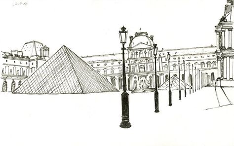 Louvre Museum Drawing, Portfolio Drawings, Yes But, Louvre Museum, National Monuments, Tattoo Inspo, Architecture Building, Looking Back, Graphic Novel