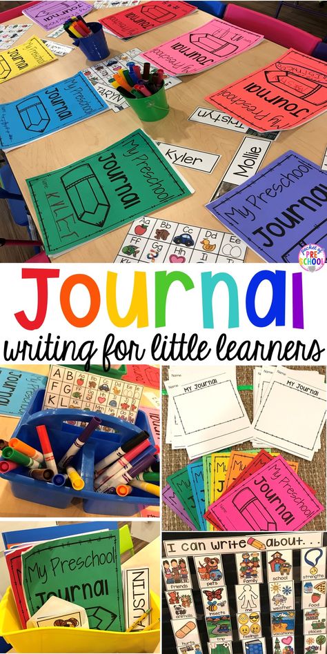 Writing For Preschool, Writing Center Preschool, Kindergarten Journals, Pre-k Writing, Preschool Journals, Pocket Of Preschool, Prek Classroom, Preschool Writing, Creative Curriculum