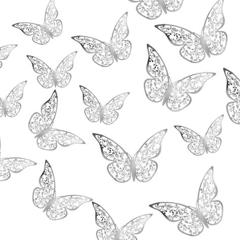 PRICES MAY VARY. 【Package Included】: 24 pcs butterfly wall stickers: 3 sizes(3", 4", 5") and each size has 8 pcs. Coming with 24 pcs double sided adhesive dots. 【3D Butterfly Wall Decor】: The butterfly stickers are made of shiny paper material with hollow designed. You can fold the wings of the butterfly, which makes the butterfly look extra pretty and vivid. 【Wide Application】: Butterfly wall stickers are perfect for themed parties and holiday celebrations, and can also be used as cake decorati Pink Butterfly Decorations, 3d Butterfly Wall Decor, Nursery Classroom, Silver Butterflies, Butterfly Outline, Butterfly Stickers, Classroom Birthday, Butterfly Wall Decor, Butterfly Party