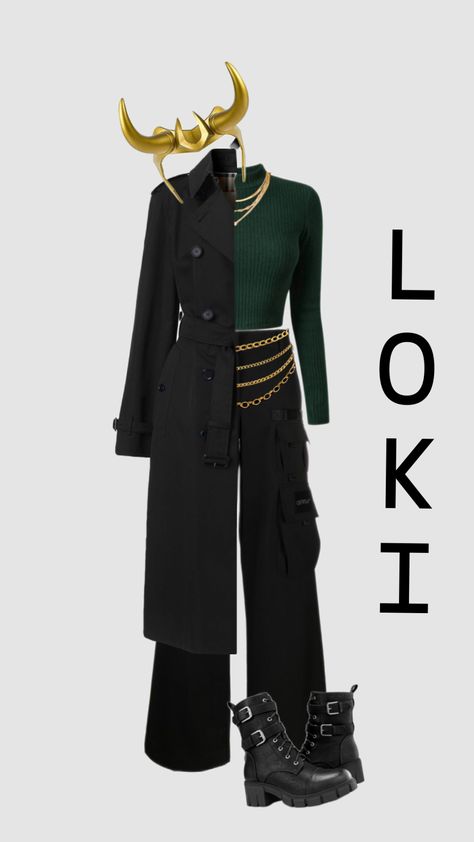 mcu halloween 1, loki 💚🖤 #marvel #loki #outfit #fitinspo #mcu Loki Outfit, Superhero And Villain Costumes, Loki Costume, Cosplay Ideas Diy, Gloves Dress, Loki Cosplay, Marvel Loki, Villain Costumes, Everyday Cosplay