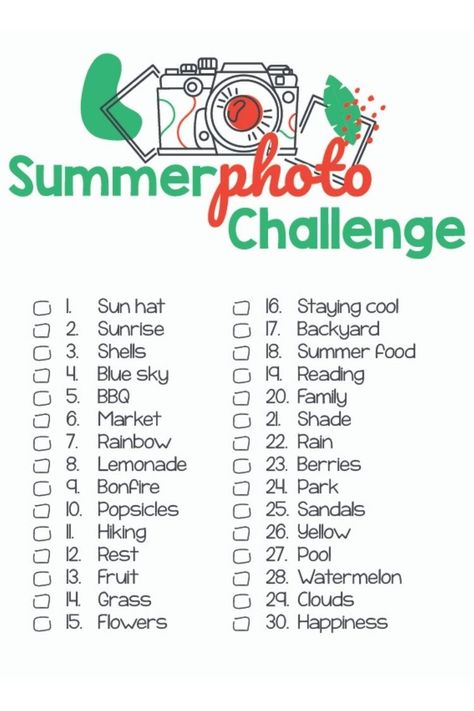 Summer Photo Challenge, Outdoor Education Activities, Photography Challenge Beginners, Activities To Do With Toddlers, Challenge List, Mom Vibes, Photo A Day Challenge, Photo Prompts, Summer Challenge