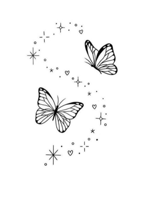 Butterfly Tattoo Stencil, Maching Tattoos, Butterfly Tattoos On Arm, Horoscope Tattoos, Small Butterfly Tattoo, Butterfly Tattoos For Women, Star Tattoo Designs, Tattoo Zeichnungen, Small Pretty Tattoos