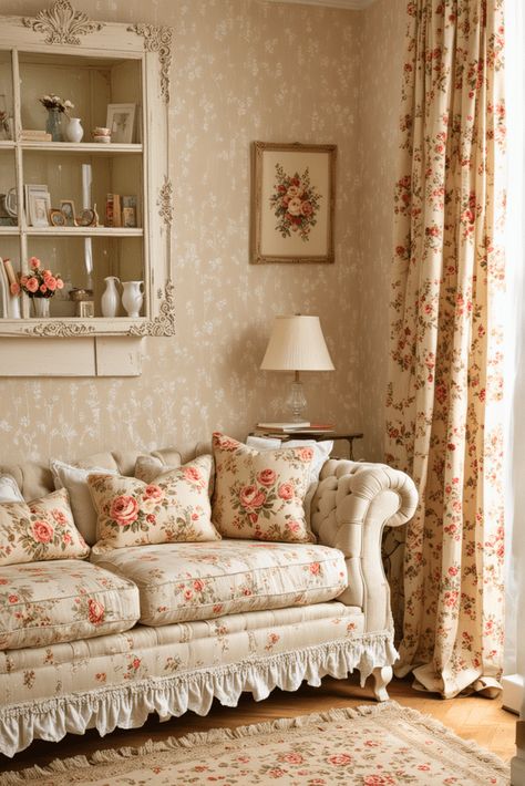 20 Shabby Chic Living Room Ideas – The Crafty Hacks Grandma Aesthetic Living Room, Living Room Inspo Small Spaces, Cottage Chic Living Room, Shabby Chic Living Room Ideas, Country Chic Living Room, Chic Living Room Ideas, Small Living Room Decor Ideas, Shabby Chic Diy Projects, Shabby Chic Decor Living Room