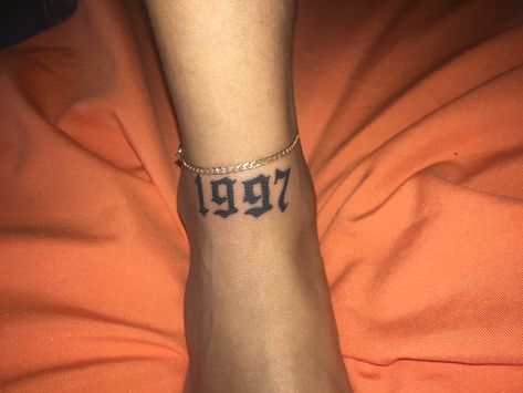 Tattoo 1997 1997 Tattoo Ideas Ankle, Birth Year Ankle Tattoos For Women, Numbers On Ankle Tattoo, 1997 Ankle Tattoo, 2003 Ankle Tattoo, Number Tattoo Ankle, Year Ankle Tattoo, Birth Year Tattoo Ideas Ankle, 2007 Tattoo Ideas