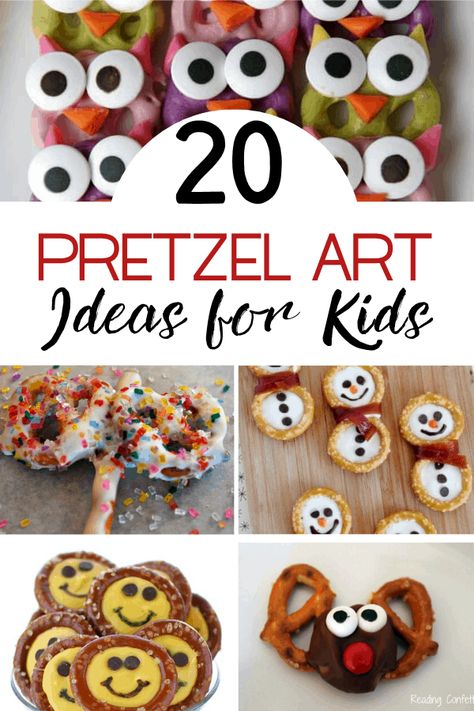 Take these low fat salty treats and add a little chocolate to them? These flavored pretzels become edible art that your kids will literally eat up! #edibleart #pretzelart #foodforkids Chocolate Covered Pretzel Ideas, Pretzel Crafts For Kids, Pretzel Animals, Pretzel Snack Recipes, Flavored Pretzels, Decorated Pretzels, Halloween Pretzels, Pretzel Desserts, Winter Snack