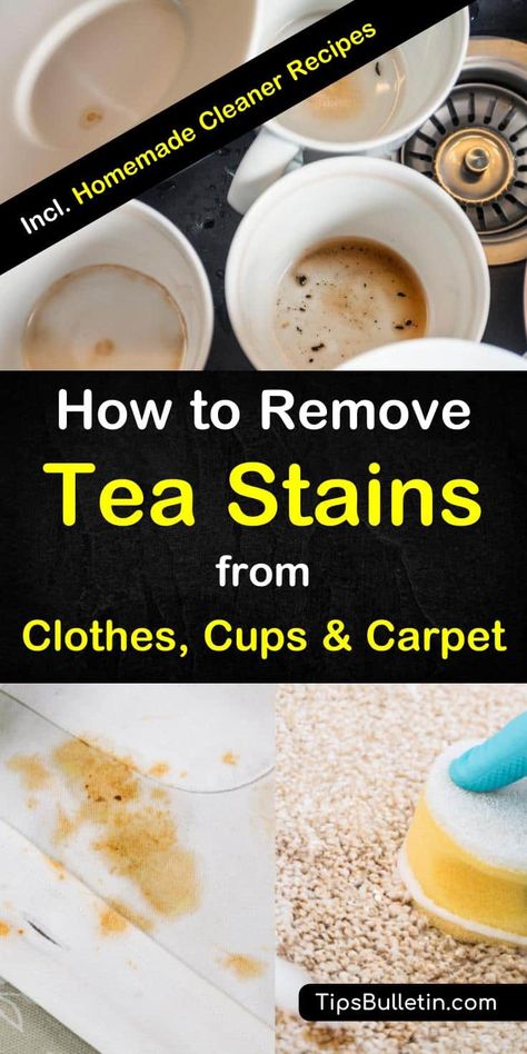 Find out how to remove tea stains from clothes, fabric, cups, coffee mugs, carpet, and upholstery. Covering stain removal tips and cleaner recipes made of common home remedies like baking soda, vinegar, salt and more. Tablet Recipe, Homemade Cleaners Recipes, Order Coffee, Homemade Toilet Cleaner, Clean Baking Pans, Cleaning Painted Walls, Cleaner Recipes, Glass Cooktop, Deep Cleaning Tips