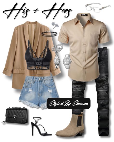 Sheena Nachae''s Amazon Page Couples Casual Outfits, His And Her Outfits Couple, Couple Outfits Matching Classy, Black Couples Matching Outfits, Couple Date Night Outfits, Couple Swag, Couples Matching Outfits Swag, Couple Outfits Matching, Tan Outfit