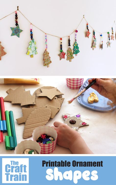 Cardboard Ornaments, Christmas Shapes, Easy Christmas Craft, Jul Diy, Preschool Christmas, Easy Christmas Crafts, Kids Ornaments, Kids Diy, Craft For Kids