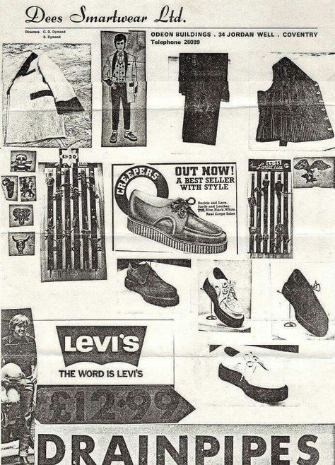 Love this advert Teddy Boys 1950s, Teddy Boy Style, Teddy Boy, Skinhead Fashion, Clapham Common, Masc Fashion, Teddy Girl, Teddy Boys, Boys Style