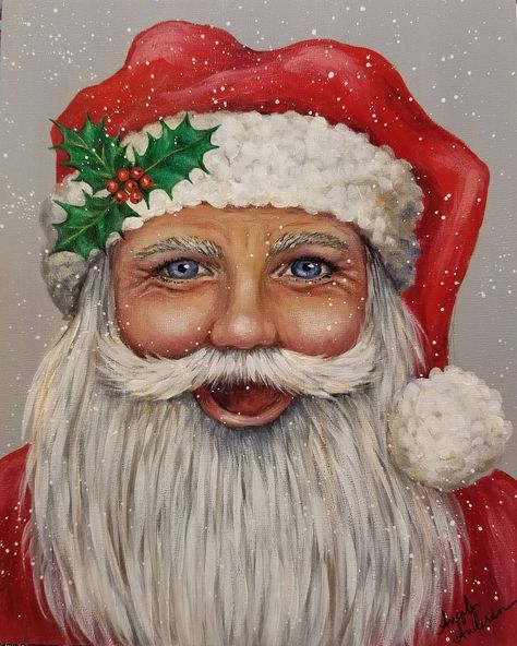 Santa Claus Portrait Acrylic Painting Tutorial for Patrons by Angela Anderson #Christmas #santa #acrylicpainting Santa Claus Portrait, Portrait Step By Step, Angela Anderson, Art Supplies Gift, Santa Paintings, Painting Videos Tutorials, Christmas Drawings, Santa Art, Christmas Paintings On Canvas