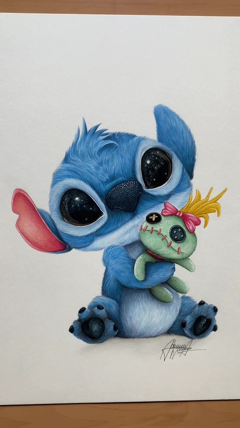 Lilo And Stitch Realistic, Realistic Stitch Drawing, Stitch Disney Drawing Sketches, Stitch Drawing Sketches, Pencil Color Sketches, Drawing Ideas Stitch, Stitch Realistic, Disney Stitch Tattoo, Stitch Summer