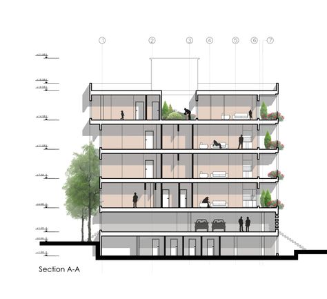 Haghighi Residential Building / Boozhgan Architecture Studio + AAD Studio. Architects: Boozhgan Architecture Studio, AAD Studio Location: Tehran, Iran Area: 1180.0 sqm Year: 2013 Photographs: Hamed Farhangi Architecture Sections, Plan Presentation, Architecture Mapping, Urban Housing, Concept Models Architecture, Conceptual Architecture, Architecture Sketchbook, Tehran Iran, Architecture Building Design