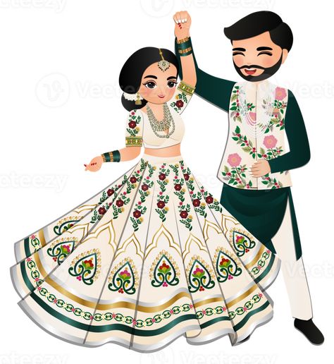 Cute couple dance in traditional indian dress cartoon characters bride and groom Mehndi Cartoon, Hindu Wedding Couple Cartoon, Bride Groom Caricature, Cute Couple Dance, Shadi Pic, Bride And Groom Illustration, Groom Cartoon, Bride Groom Dancing, Bride And Groom Cartoon