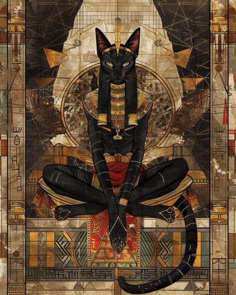 Bastet Goddess, Egypt Concept Art, Oh My Goddess, Esoteric Art, Black Art Painting, Egyptian Symbols, Egypt Art, Ancient Egyptian Art, Egyptian Goddess