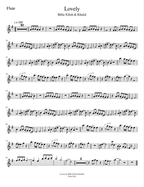 Billie Eilish And Khalid, Lovely By Billie Eilish, Flute Notes, Free Violin Sheet Music, Piano Songs Sheet Music, Akordy Gitarowe, Piano Music Easy, Cello Sheet Music, Trumpet Sheet Music