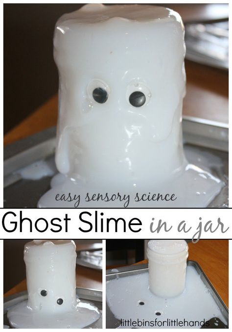 Ghost Slime Jar Halloween Slime Recipe, Slime Science, Recipes With Videos, Halloween Slime, Making Slime, Slime Recipes, Slime For Kids, Homemade Slime, Halloween Preschool