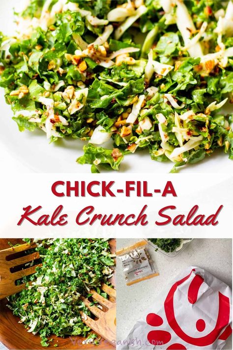 Chick Fil A Kale Salad Recipe, Kale Crunch Salad, Kale Salad Dressing, Crunch Salad, Kale Salad Recipes, Healthy Side Dish, Kale Recipes, Cabbage Salad, Healthy Side