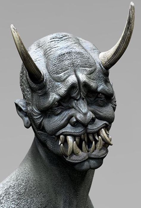 oni demon Creepy Demon, Oni Maske, Mascara Oni, Monster Co, Oni Demon, Japanese Mask, Oni Mask, Psy Art, Ange Demon