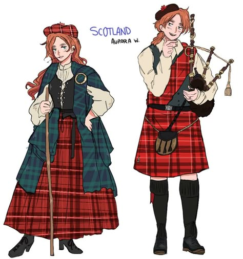 Aph Scotland, Hetalia Scotland, Couples Fanart, Scotland Hetalia, Scotland Clothing, Norwegian Clothing, Scottish Dress, History Infographic, Irish Clothing