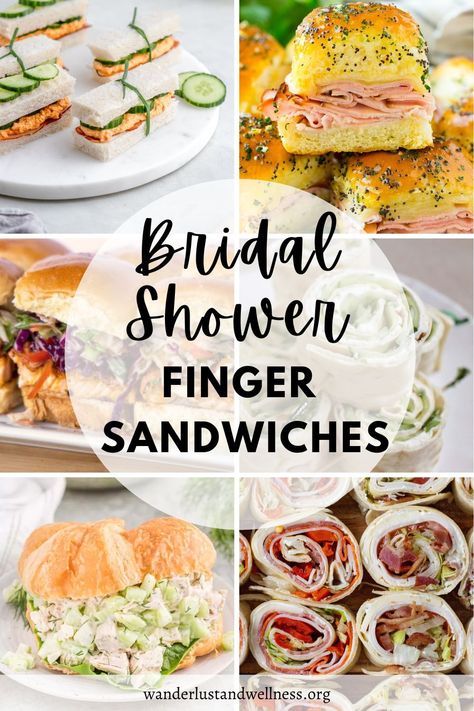 Shower Finger Food Ideas, Bridal Shower Food Ideas Lunch, Bridal Shower Sandwiches, Bridal Shower Food Table, Easy Sandwiches, Wedding Shower Food, Shower Appetizers, Finger Food Ideas, Appetizer Table