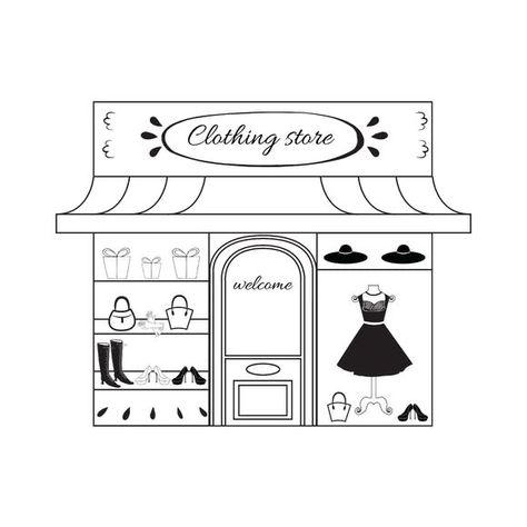 Display Visual Merchandising, Window Illustration, Store Image, Online Shop Design, Shop Illustration, Hand Drawn Vector Illustrations, Shop Window Design, Small Black Dress, Shop Window Displays