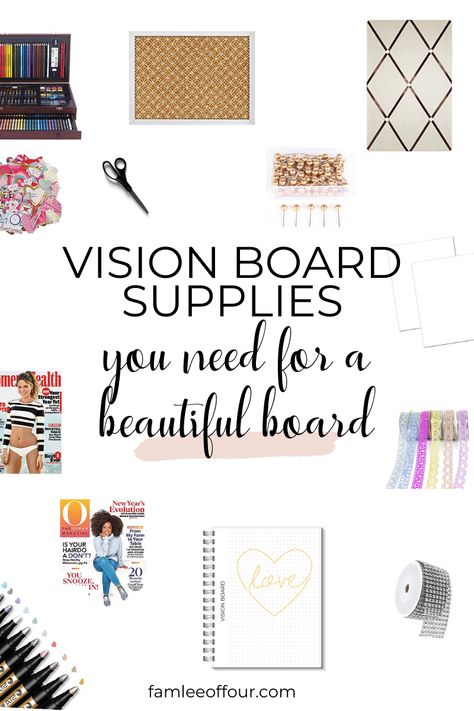 How To Make A Vision Board Diy Ideas, Vision Board Supplies List, Vision Board Supply List, Visualization Affirmations, Vision Board Materials, Beautiful Vision Boards, Vision Board Supplies, Personal Core Values, Bored Ideas